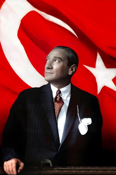 Atatürk Kırmızı Türk Bayrağı Gölgesinde Canvas Tablo