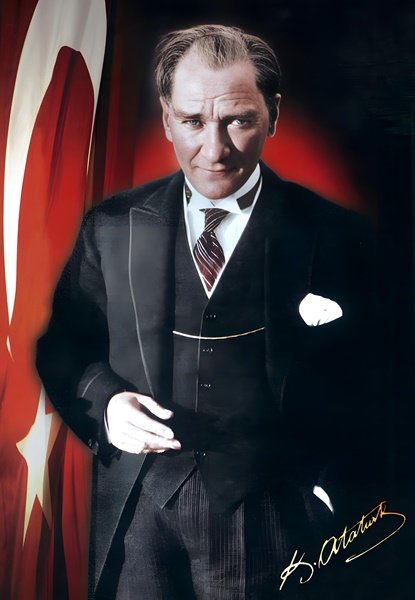 Atatürk Portresi Şanlı Türk Bayrağı Canvas Tablo