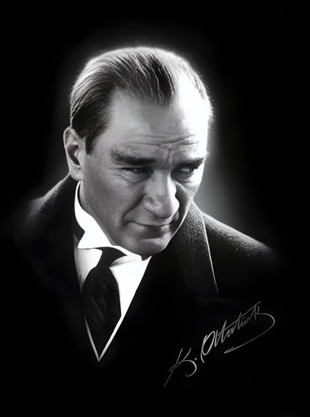 Vurgulu Siyah Beyaz Atatürk Imzali Portre Canvas Tablo