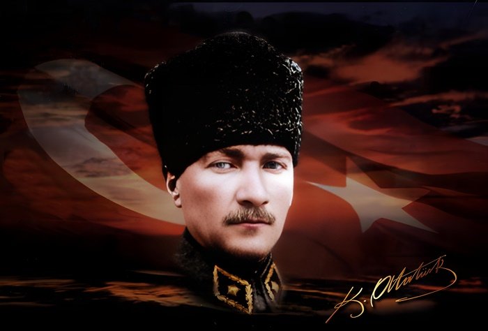 Atatürk Un Mavi Gözleri Türk Bayrağı Canvas Tablo