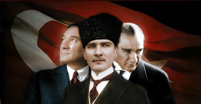 Atatürk Un Üç Boyutlu Yansımaları Türk Bayrağı Canvas Tablo
