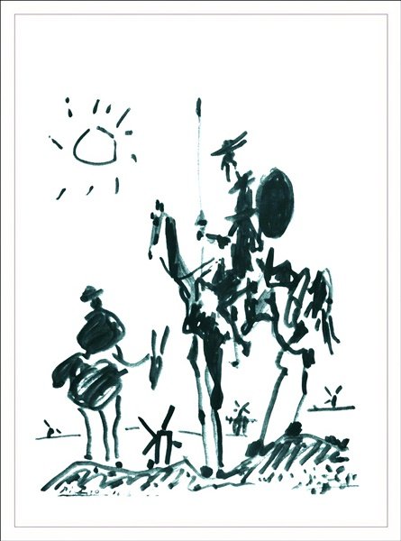 Don Kişot Ve Sancho Panza Soyut Çizim Canvas Tablo