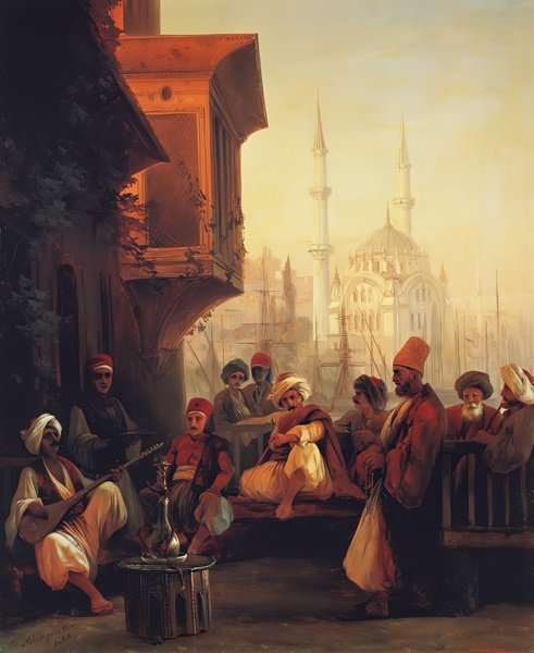 Yağlı Boya Sultanahmet Te Akşam Sohbeti Canvas Tablo