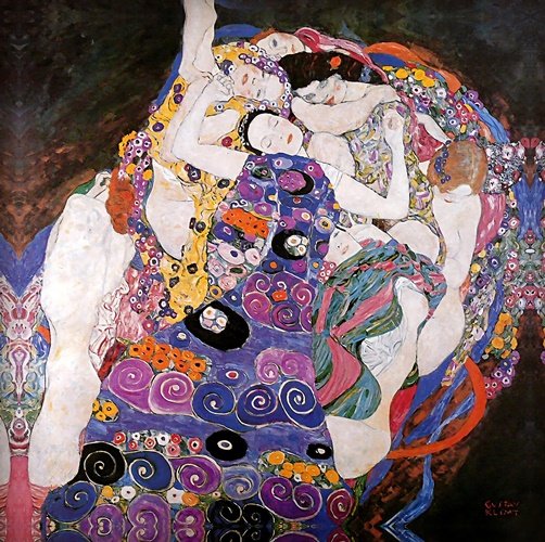 Yağlı Boya Klimt Dokunuşu Mor Kadınlar Temalı Canvas Tablo