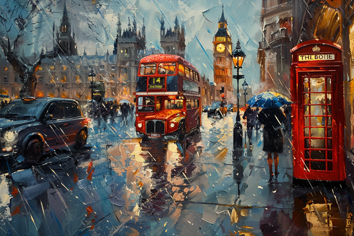 Yağmurlu Londra Sokağı