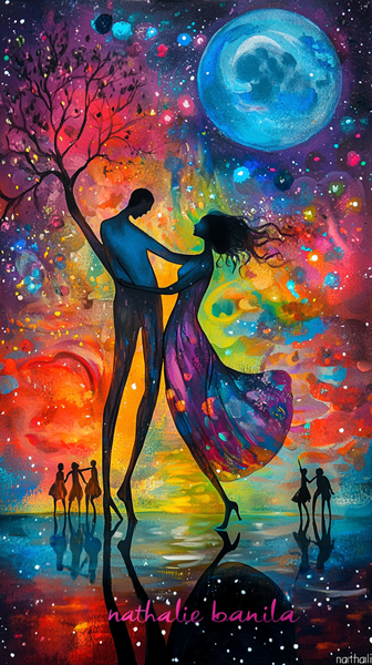 Ay Işığı Altında Galaksi Dansı Canvas Tablo