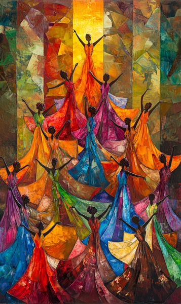 Yağlı Boya Dans Eden Renkli Etekler Canvas Tablo