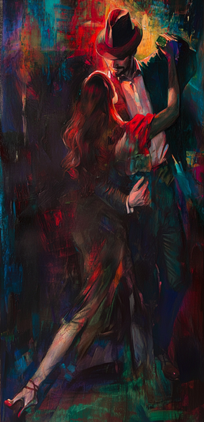 Yağlı Boya Tutkulu Tango Gecesi Dansçıları Canvas Tablo