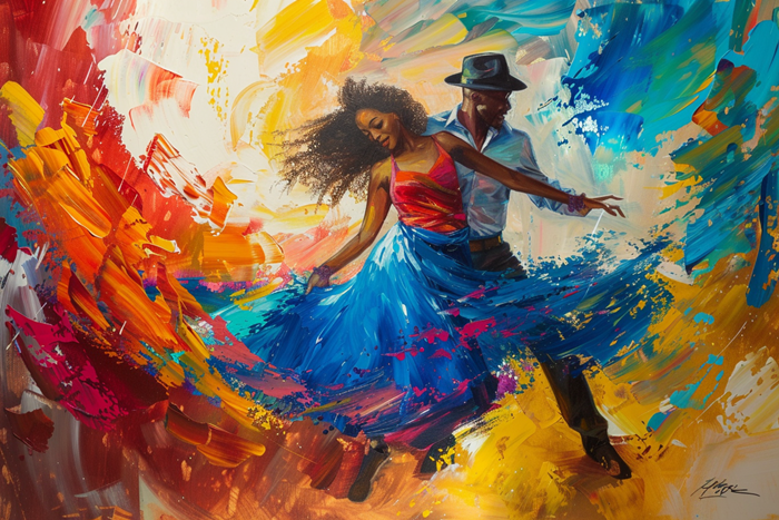 Yağlı Boya Tutkulu Dans Eden Çift Canvas Tablo