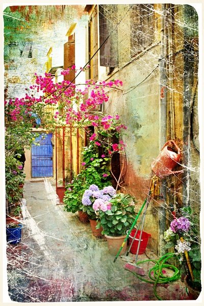 Ege Sokağı Çiçekleri Pembe Ortancalar Canvas Tablo