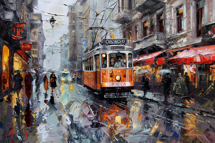 Yağmurlu İstanbul Tramvayı