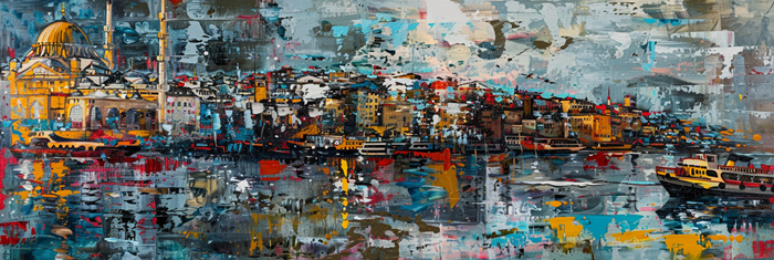 İstanbul Boğazı Soyut Yansımalar Canvas Tablo